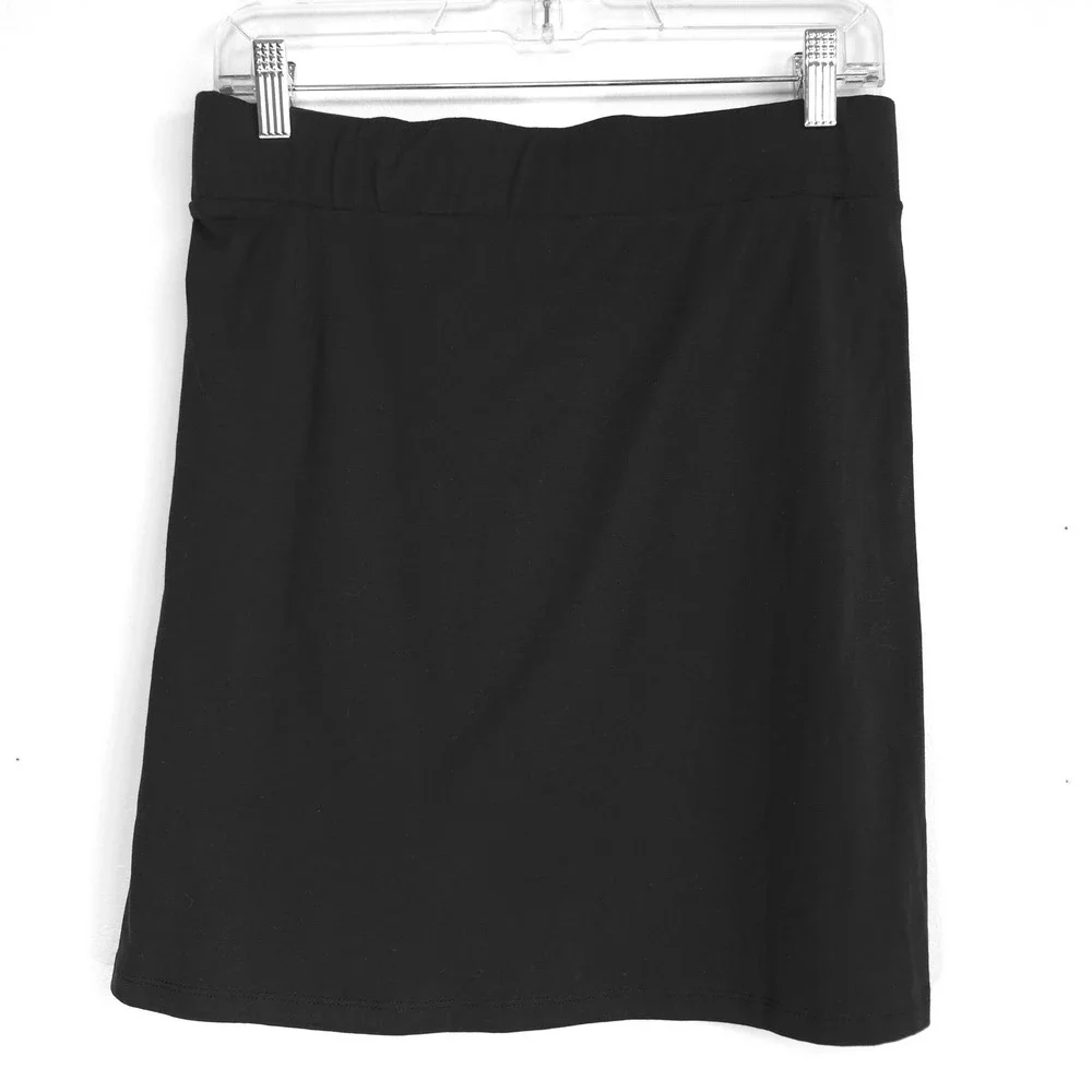 Toad&Co Adella Skirt Black Small Eco Organic Cotton Draped Wrap Mini Casual Chic